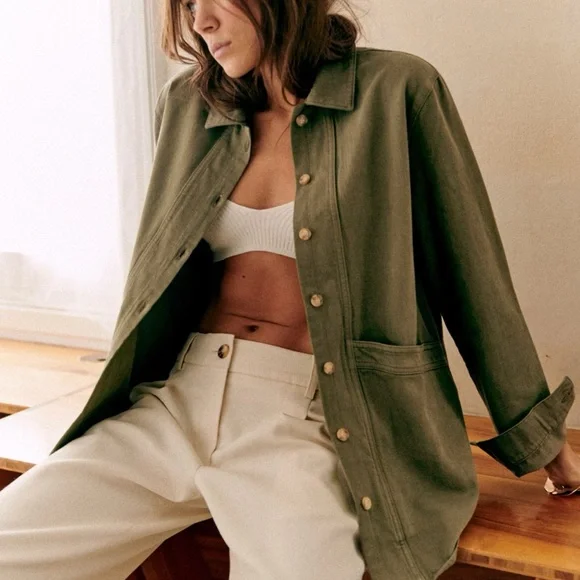 NWOT Sézane Will Jacket- size S - khaki - Picture 2 of 7